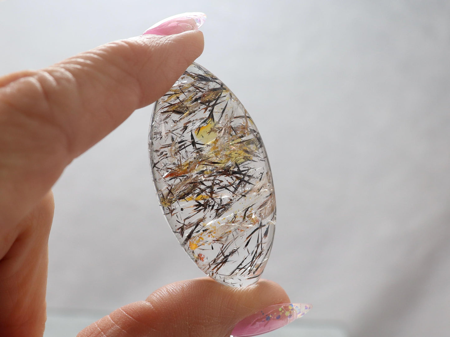 Hematite and Hematoid Included Quartz Cabochon - Origin Brazil - High Quality Quartz Cabochon