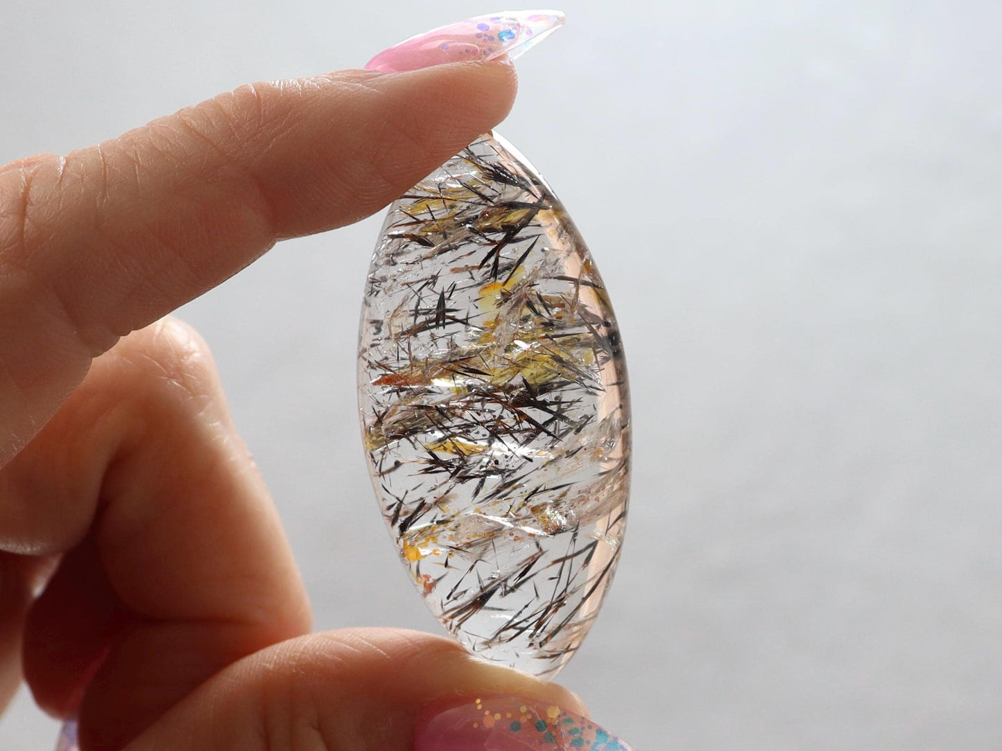 Hematite and Hematoid Included Quartz Cabochon - Origin Brazil - High Quality Quartz Cabochon