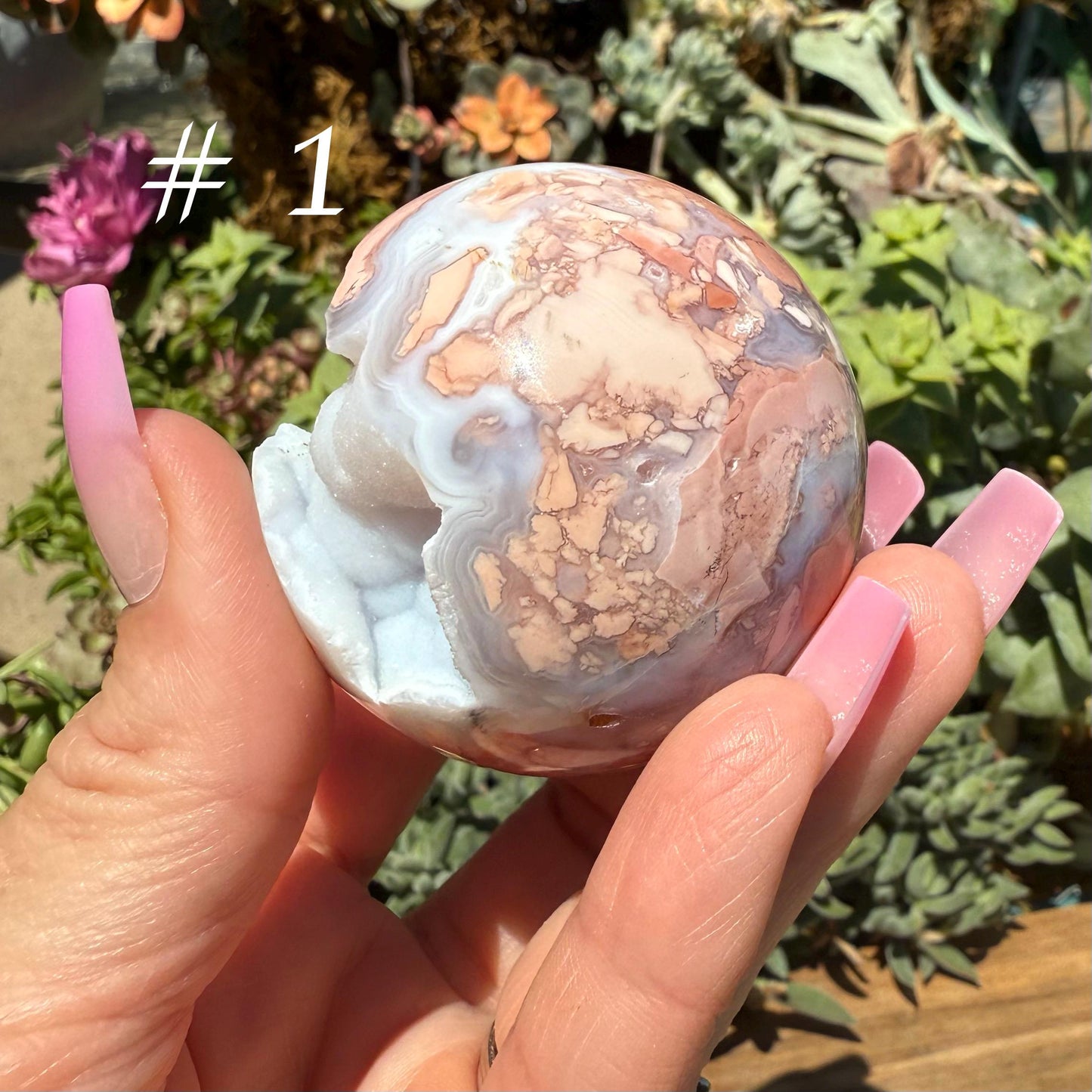 Druzy Cotton Candy Agate Sphere, Pink Agate Crystal Spheres