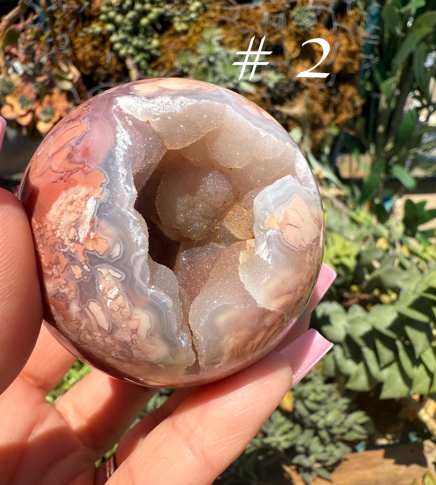 Druzy Cotton Candy Agate Sphere, Pink Agate Crystal Spheres
