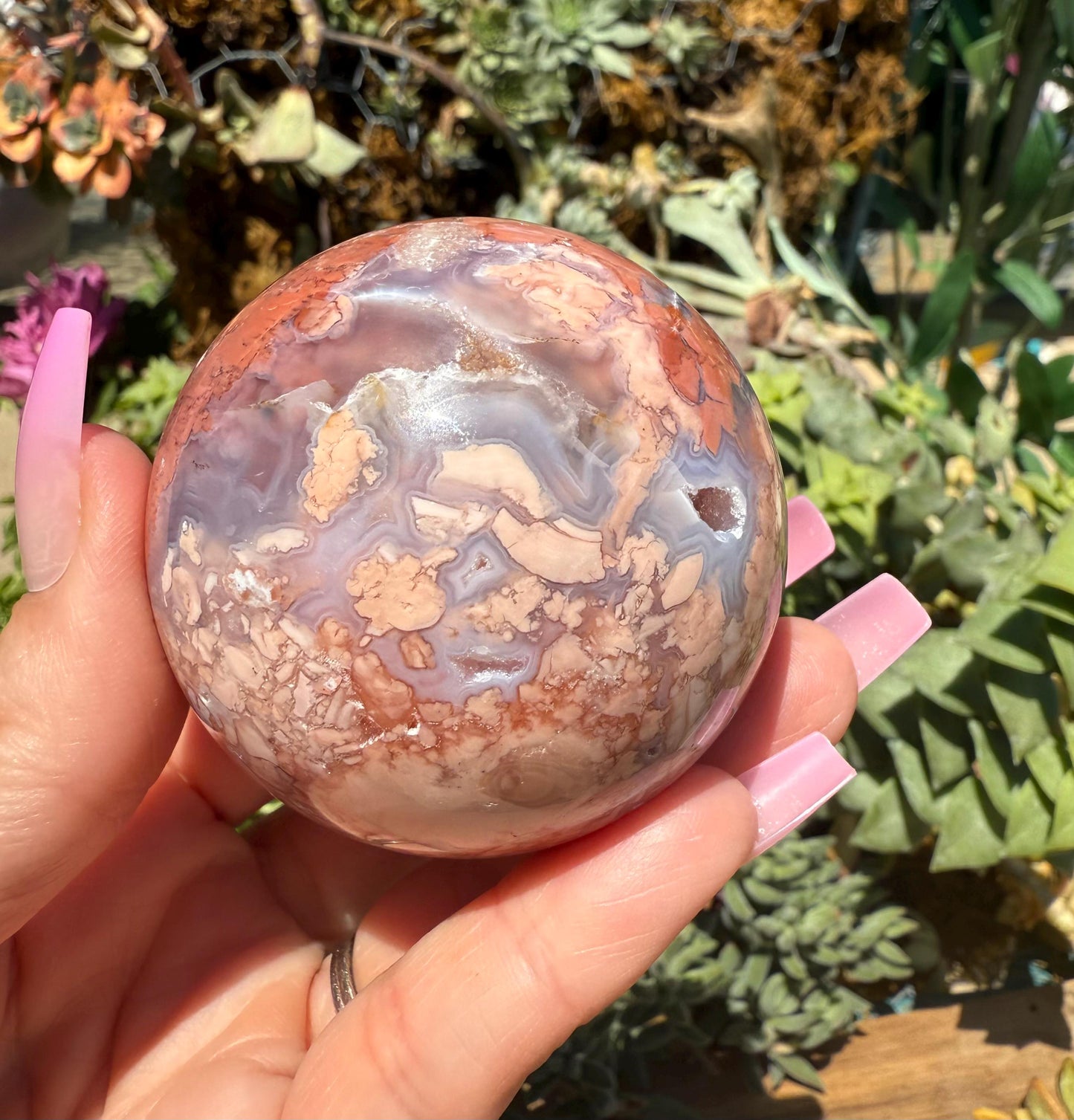 Druzy Cotton Candy Agate Sphere, Pink Agate Crystal Spheres