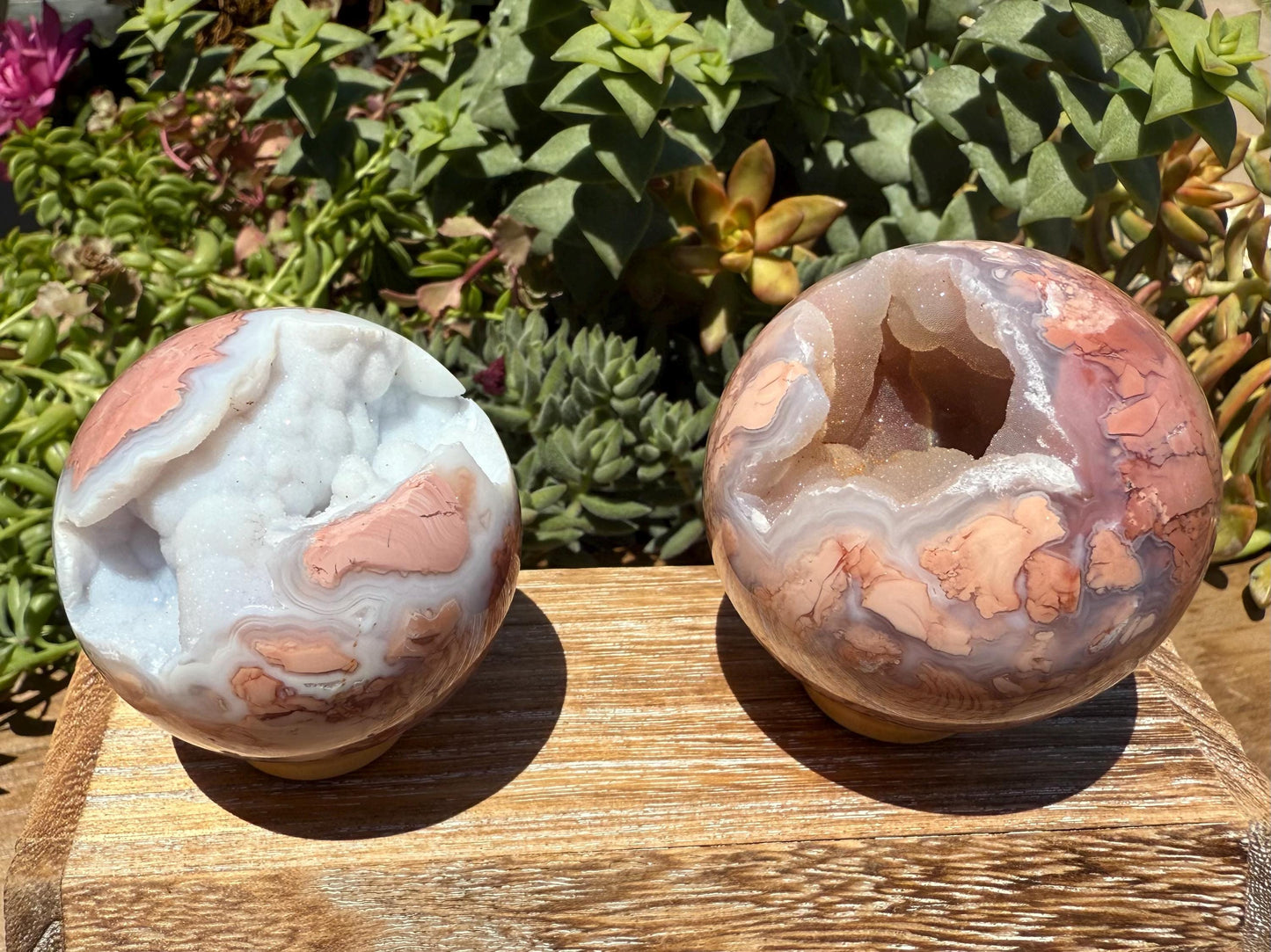 Druzy Cotton Candy Agate Sphere, Pink Agate Crystal Spheres