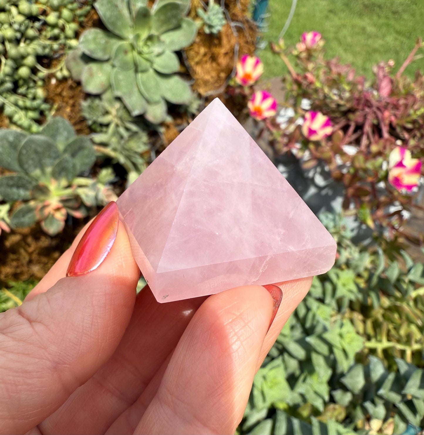 Crystal Pyramid: Rose Quartz, Kambaba Jasper, Amazonite