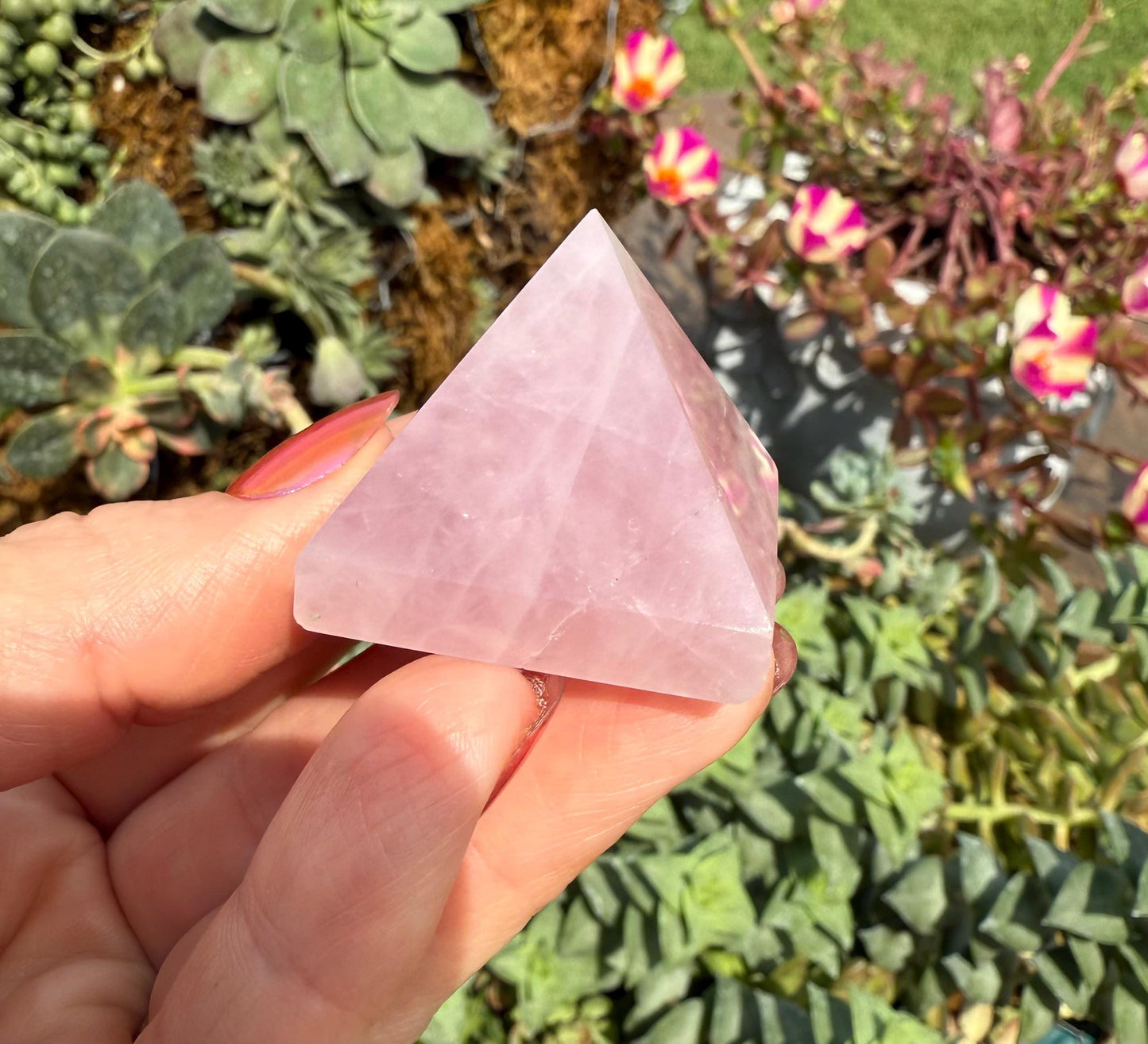 Crystal Pyramid: Rose Quartz, Kambaba Jasper, Amazonite