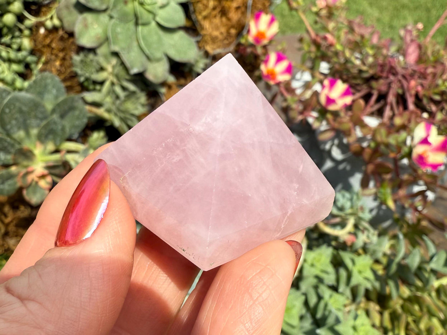 Crystal Pyramid: Rose Quartz, Kambaba Jasper, Amazonite