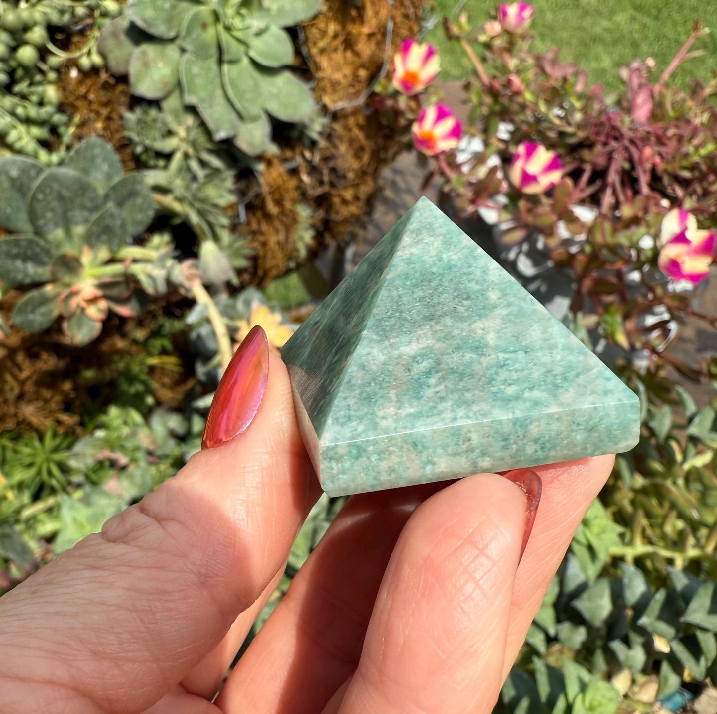 Crystal Pyramid: Rose Quartz, Kambaba Jasper, Amazonite
