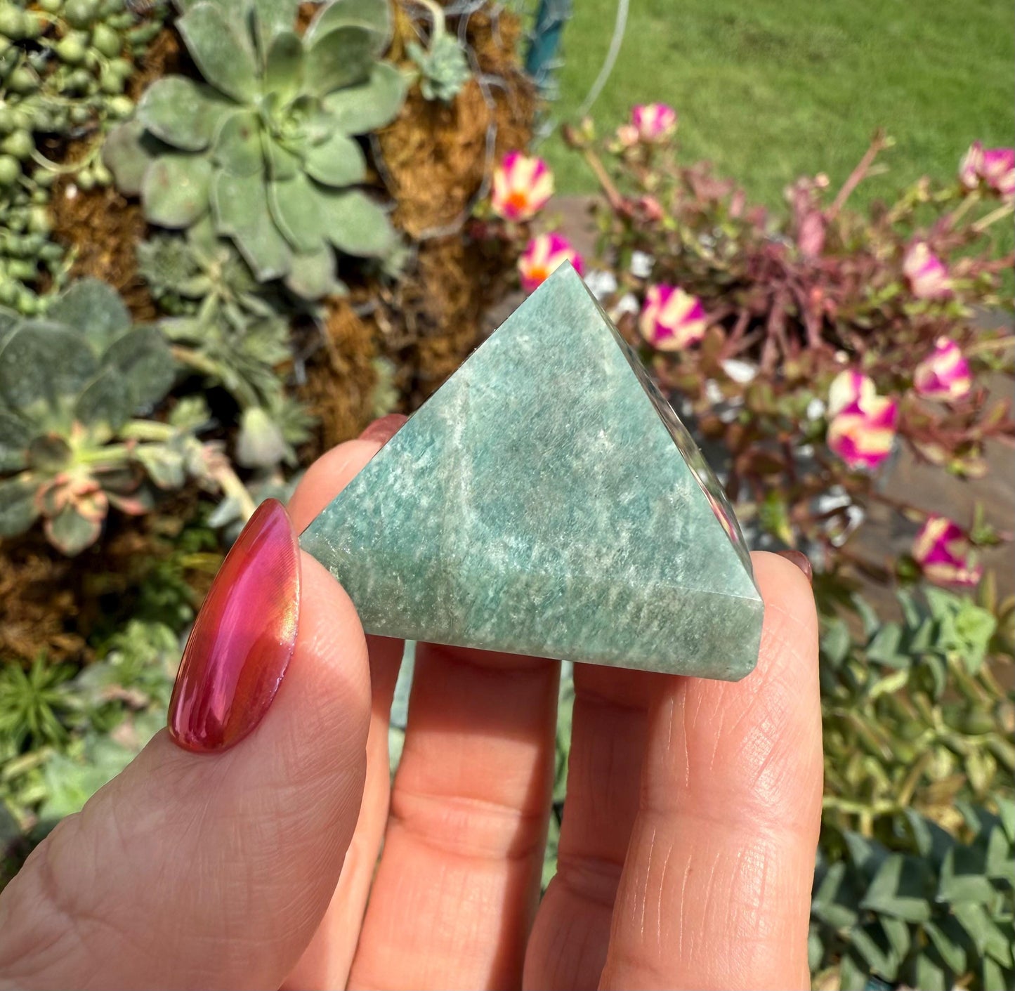 Crystal Pyramid: Rose Quartz, Kambaba Jasper, Amazonite