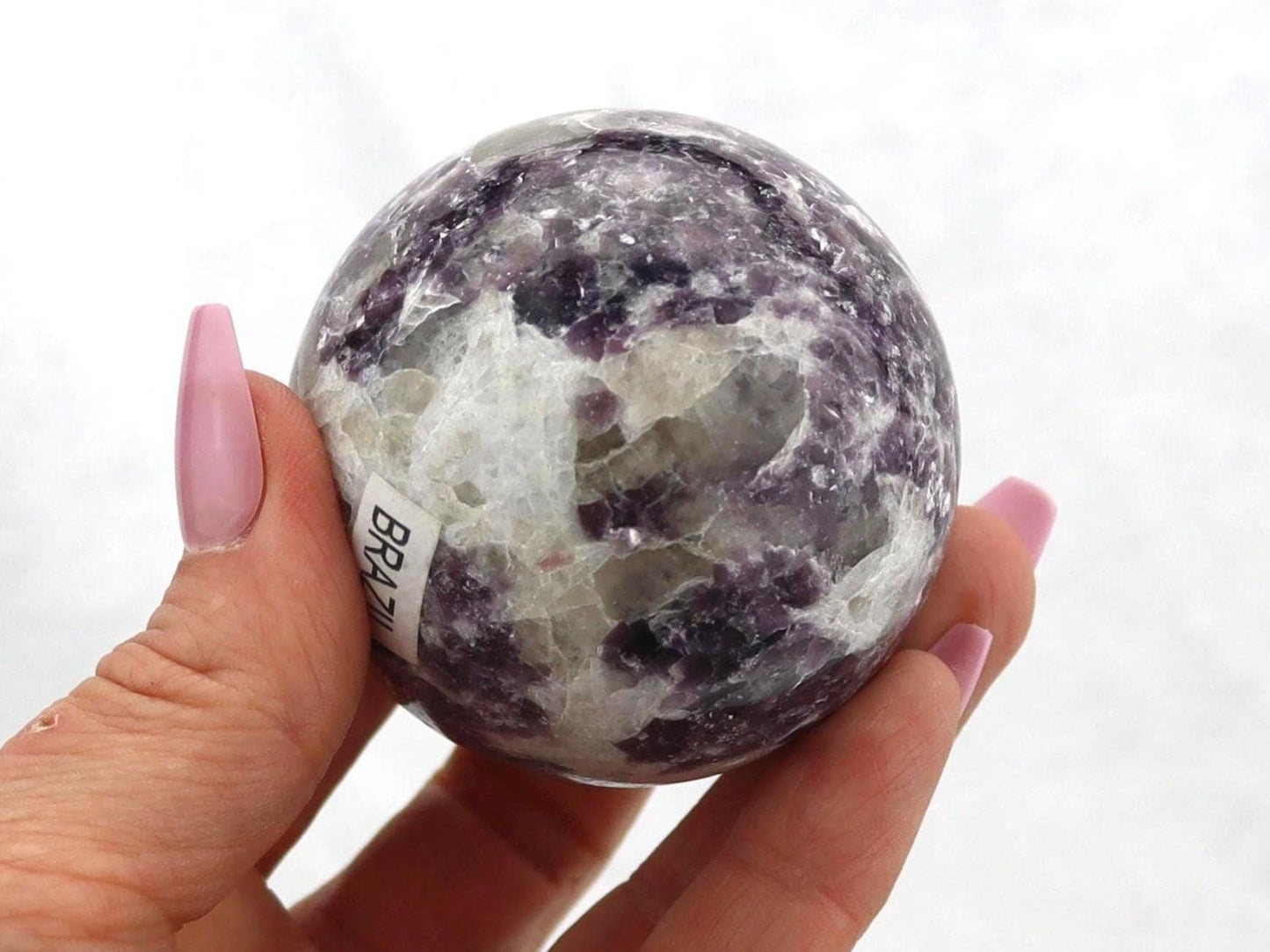 Lepidolite with Smoky Quartz Sphere - Purple Mica Crystal