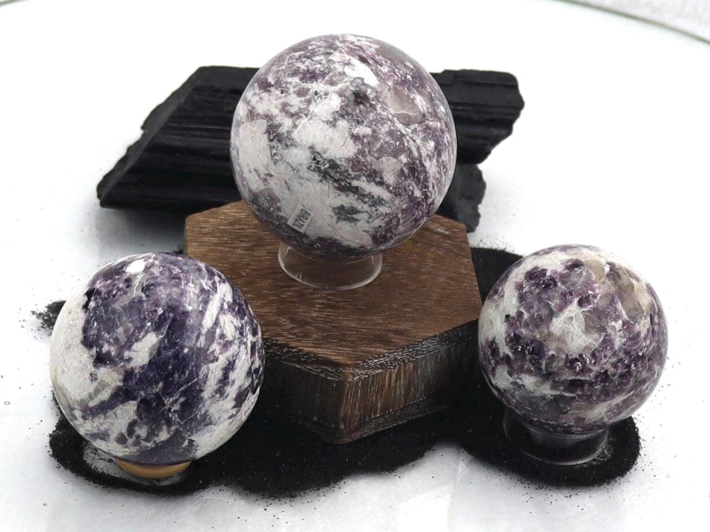 Lepidolite with Smoky Quartz Sphere - Purple Mica Crystal
