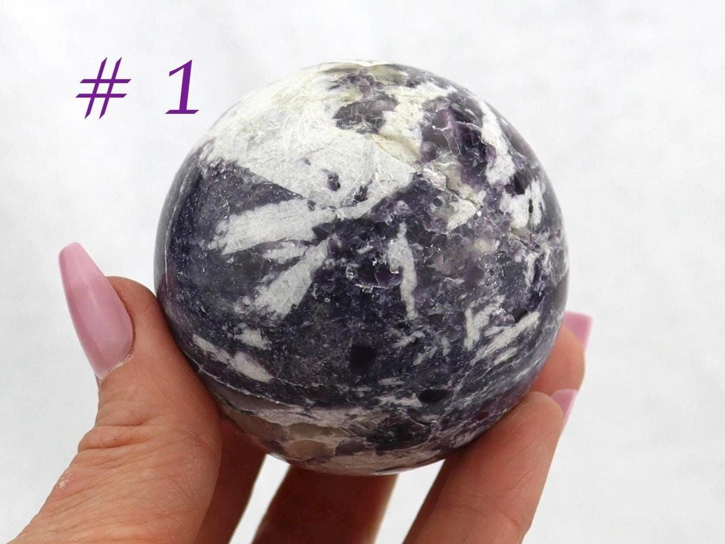 Lepidolite with Smoky Quartz Sphere - Purple Mica Crystal