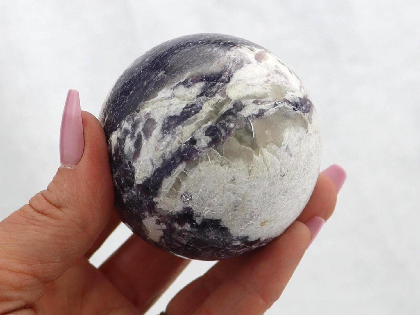 Lepidolite with Smoky Quartz Sphere - Purple Mica Crystal