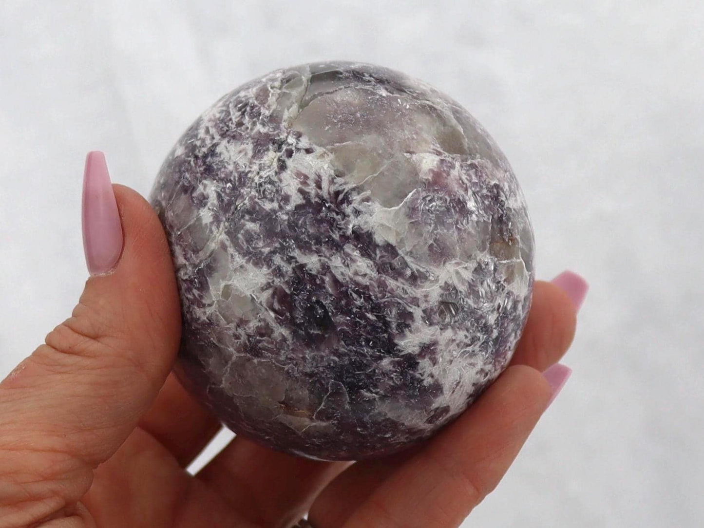 Lepidolite with Smoky Quartz Sphere - Purple Mica Crystal