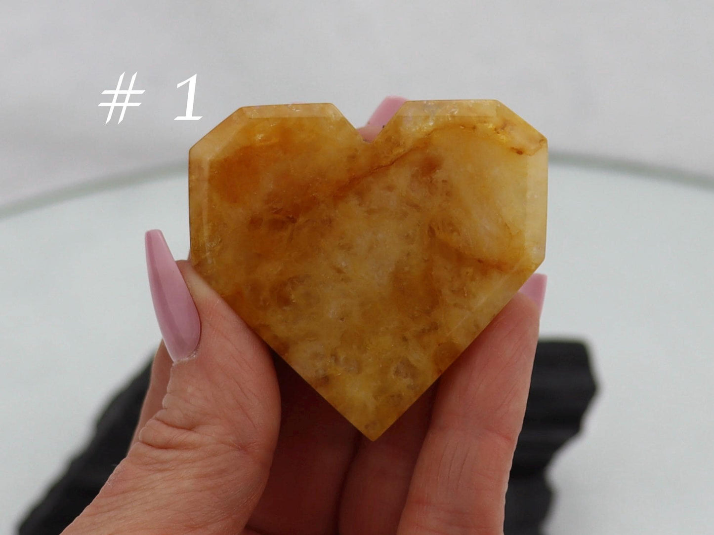 Golden Healer Crystal Heart Carving