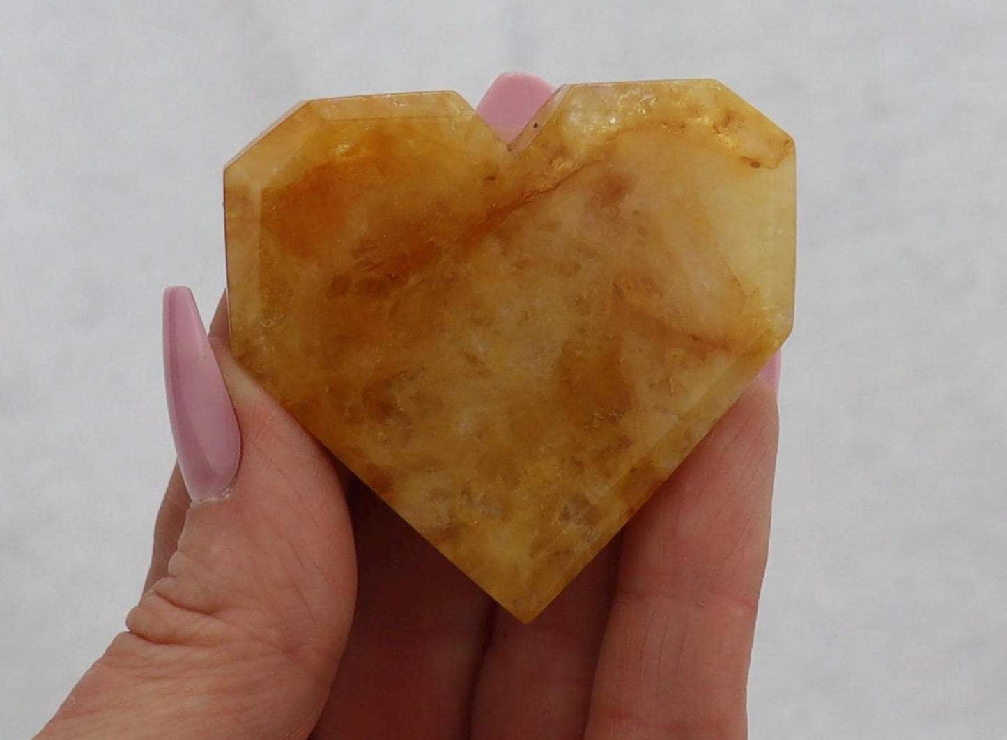 Golden Healer Crystal Heart Carving