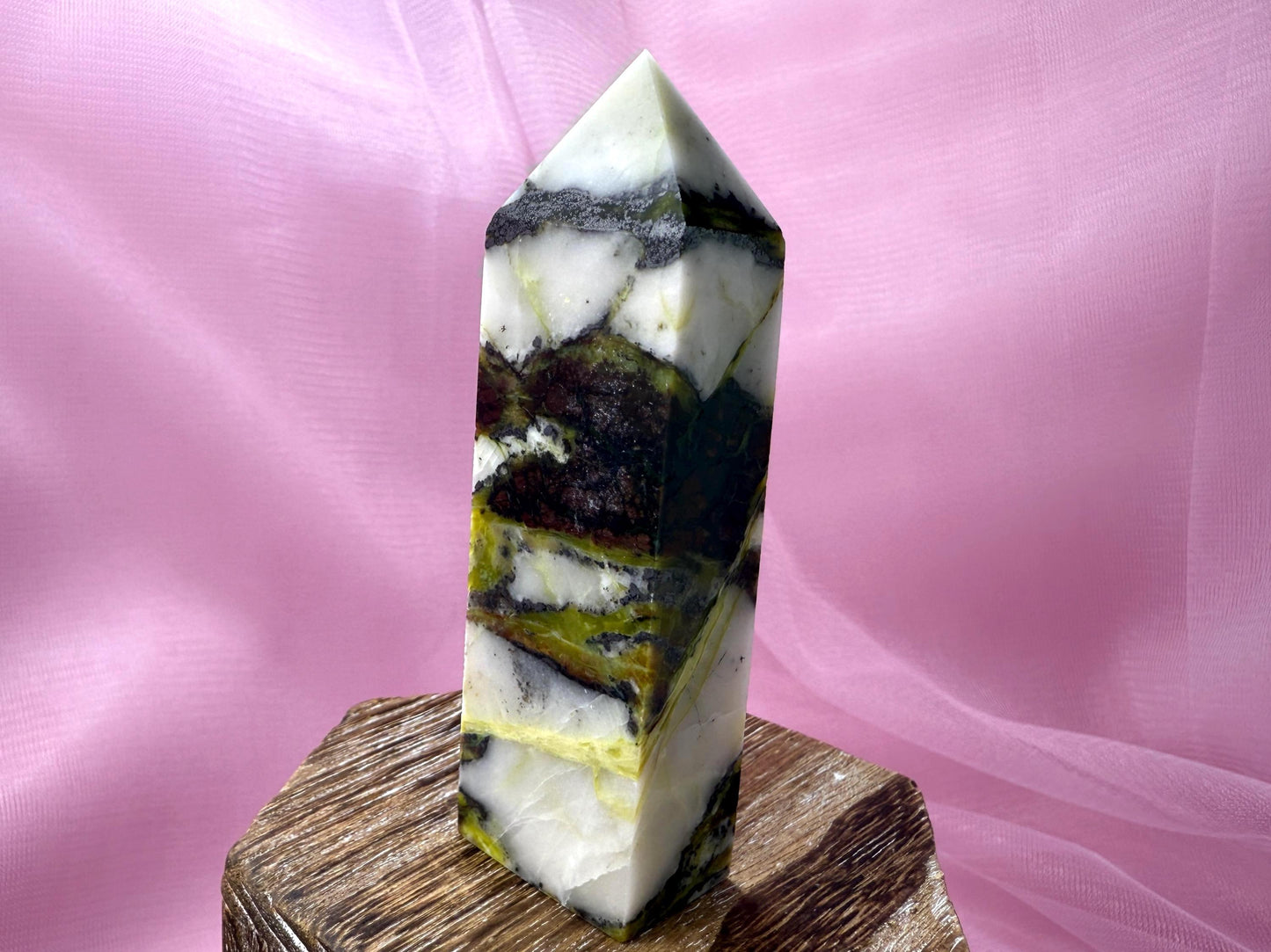 Green Opal Tower with Hematite