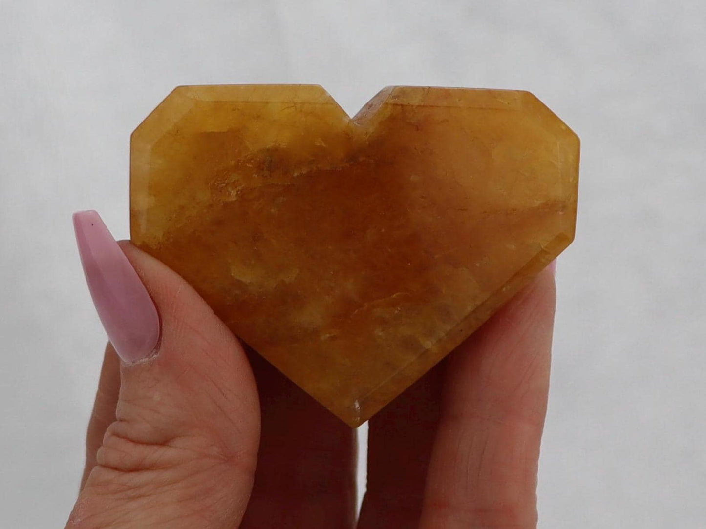 Golden Healer Crystal Heart Carving