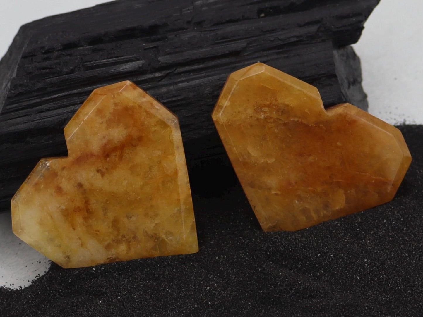 Golden Healer Crystal Heart Carving