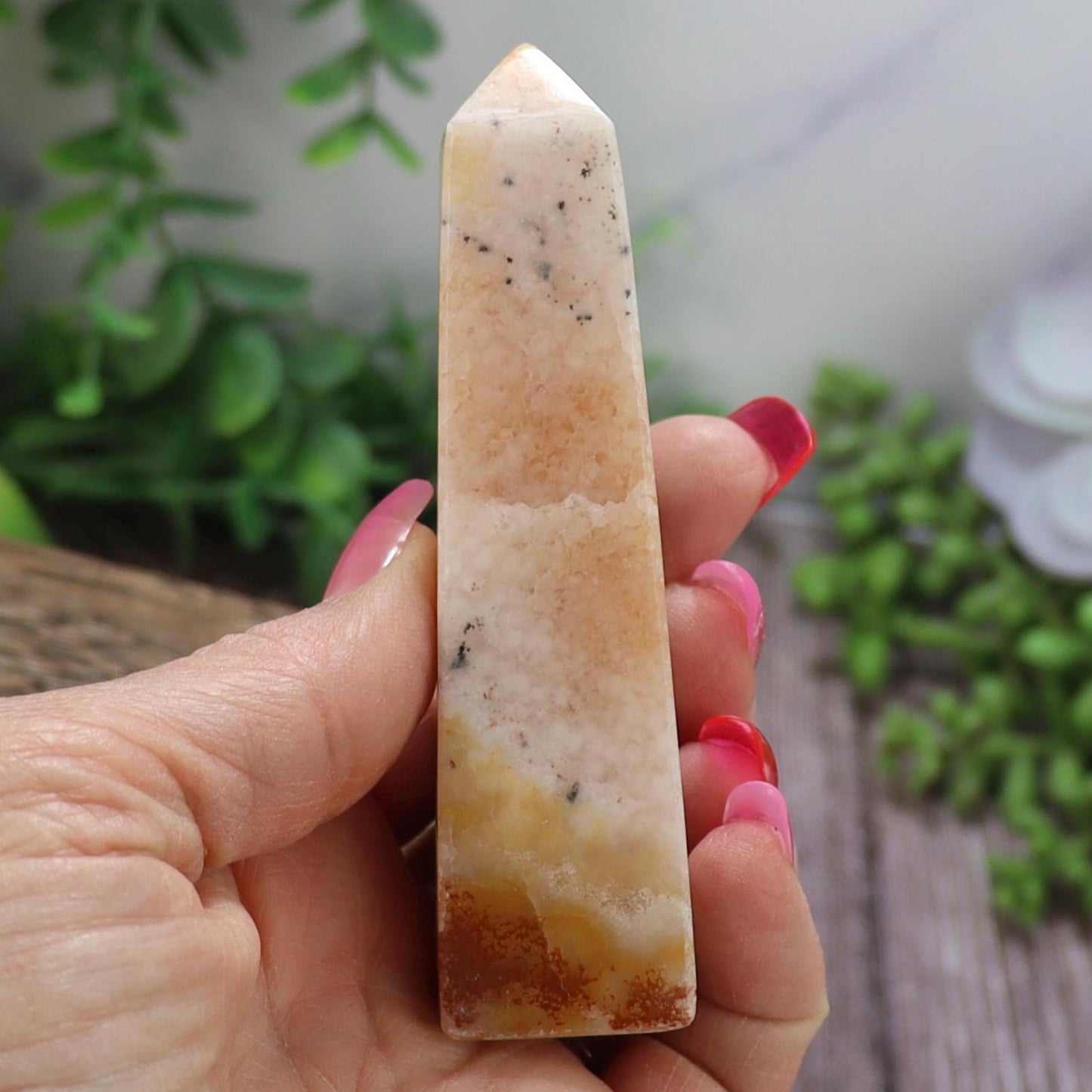 Pink Aragonite Tower: Rare Crystal Point, Pakistan