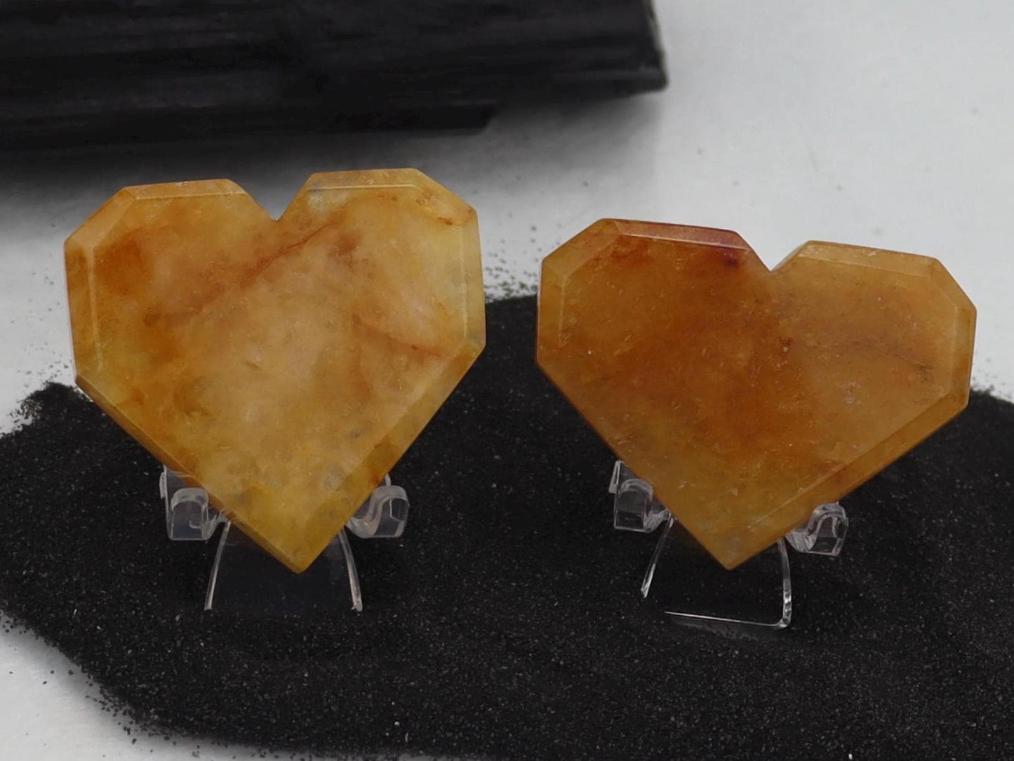 Golden Healer Crystal Heart Carving
