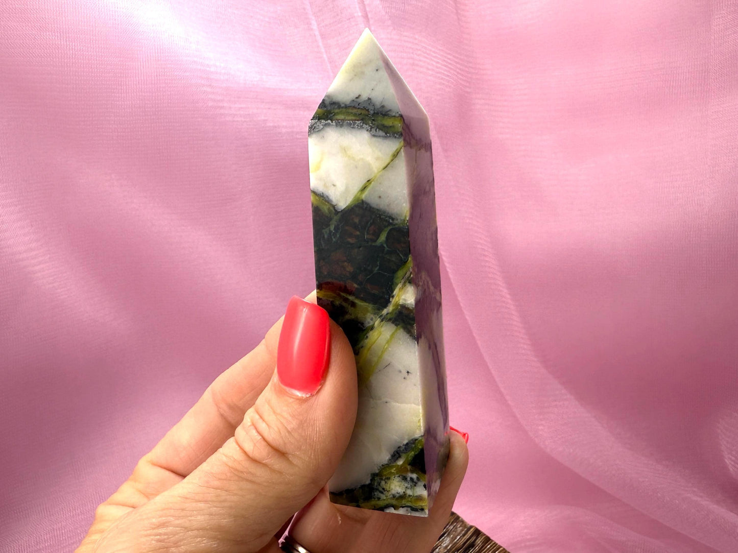 Green Opal Tower with Hematite