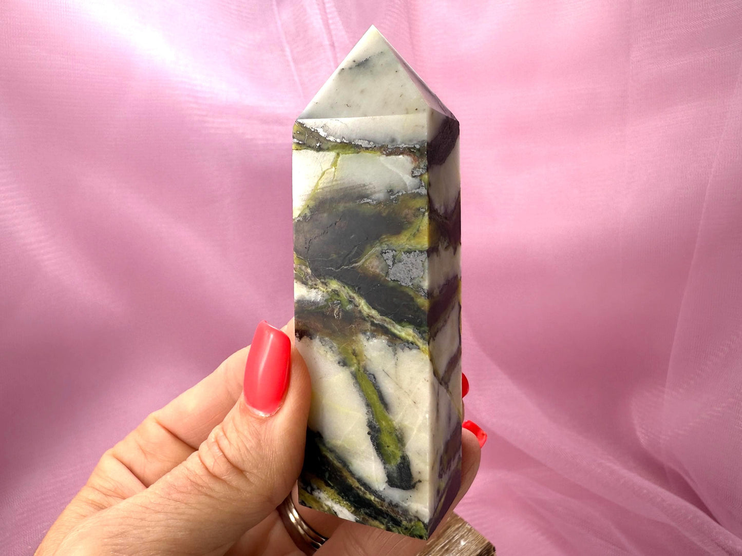 Green Opal Tower with Hematite