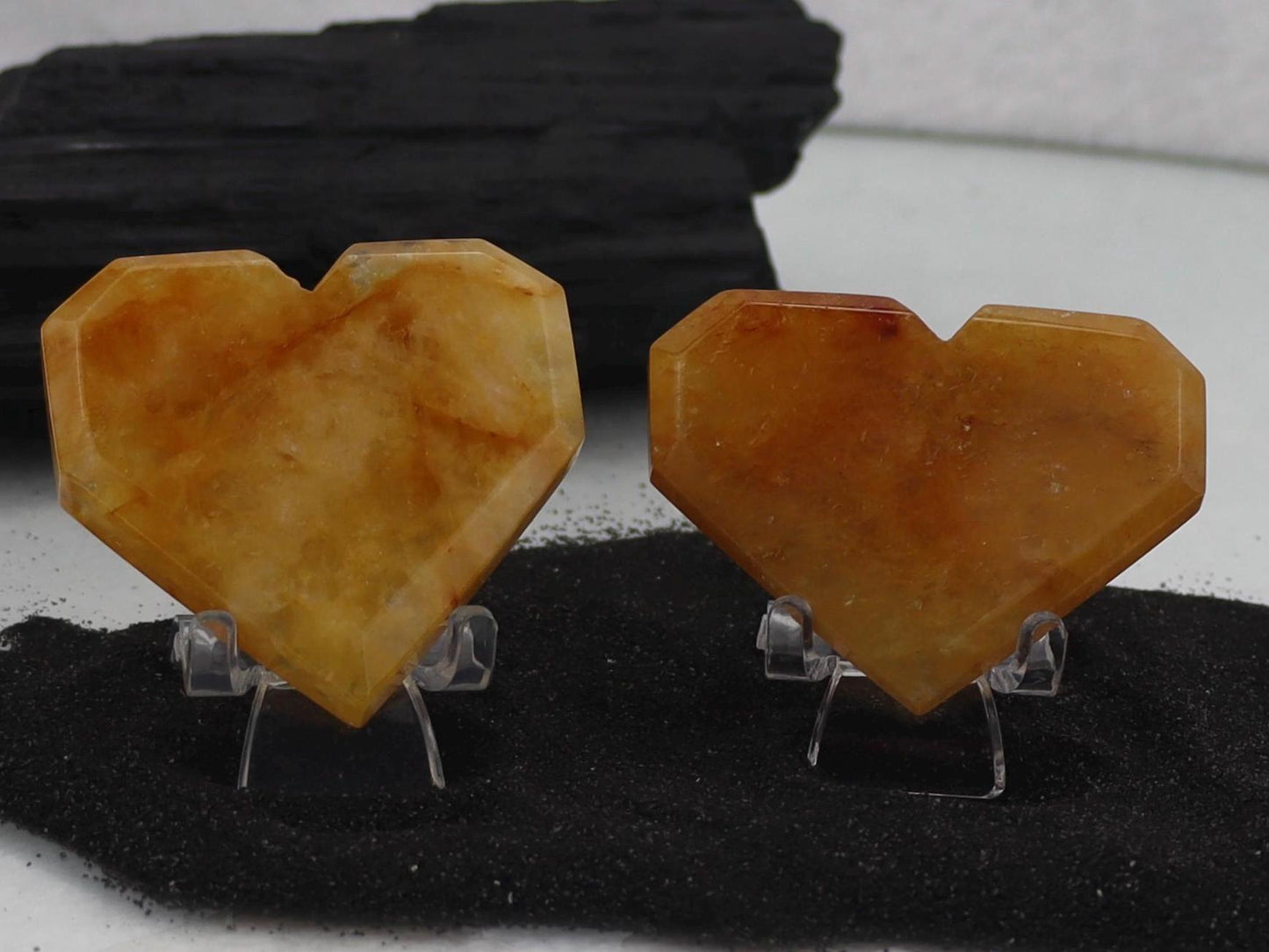 Golden Healer Crystal Heart Carving
