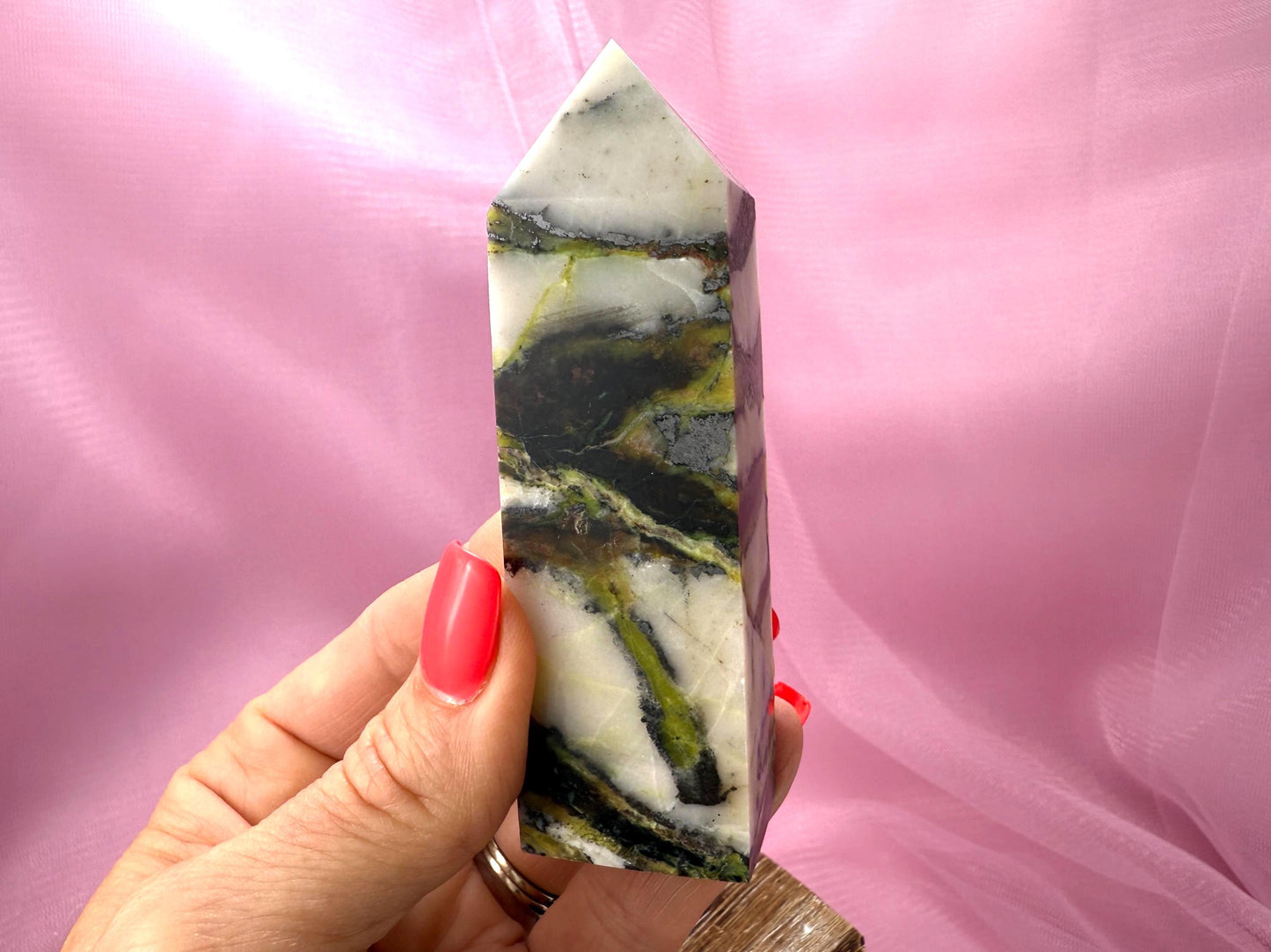 Green Opal Tower with Hematite