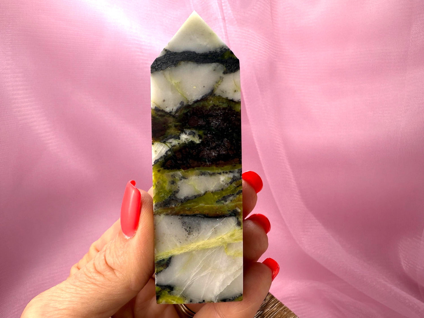 Green Opal Tower with Hematite