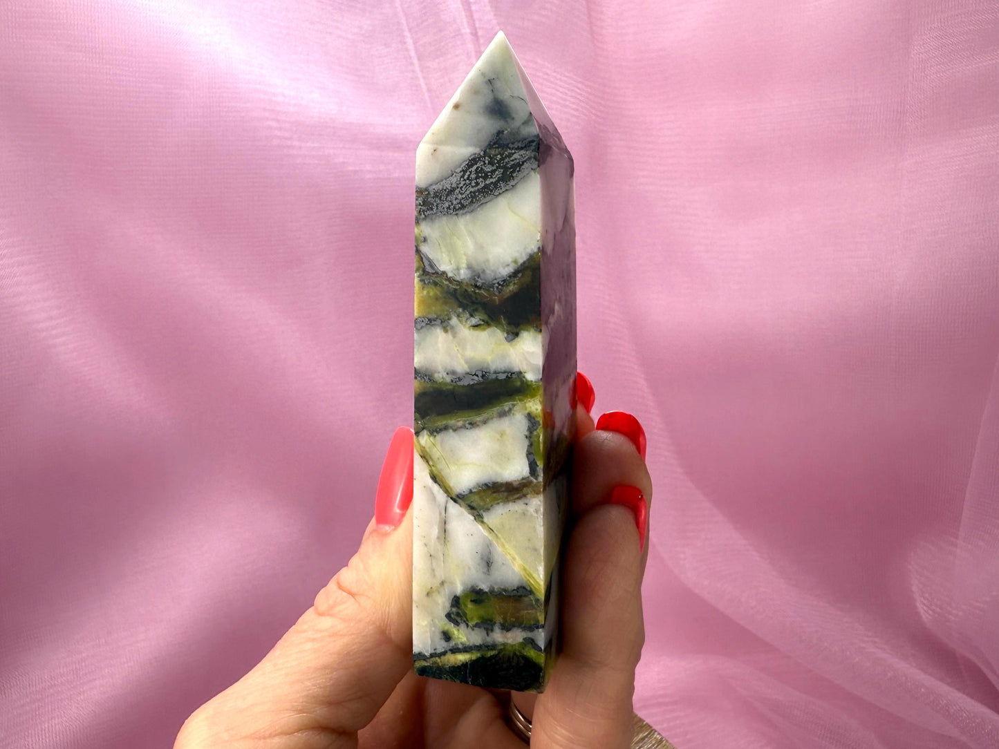 Green Opal Tower with Hematite