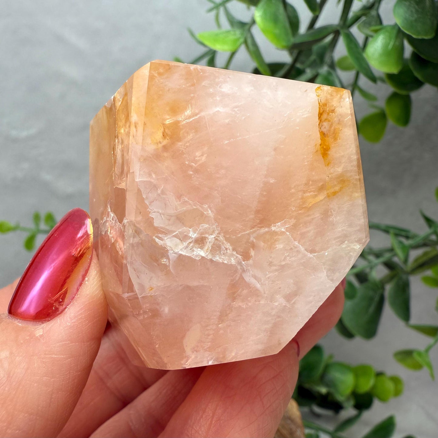 Rose Quartz with Golden Healer Crystal Free Form - Brazilian Rose Quartz