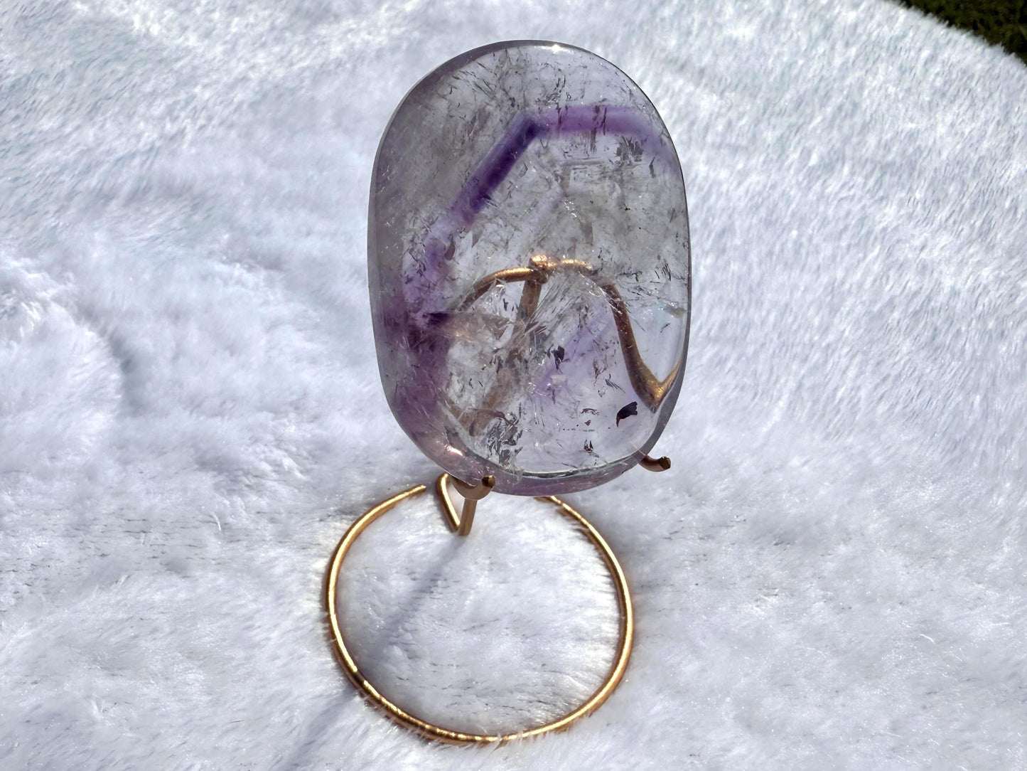Phantom Amethyst Palm Stone with Display Stand