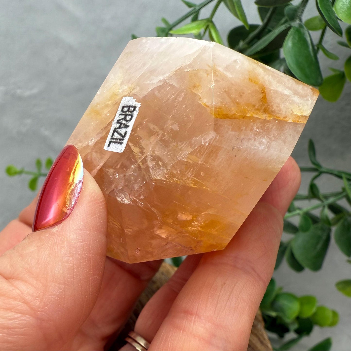 Rose Quartz with Golden Healer Crystal Free Form - Brazilian Rose Quartz