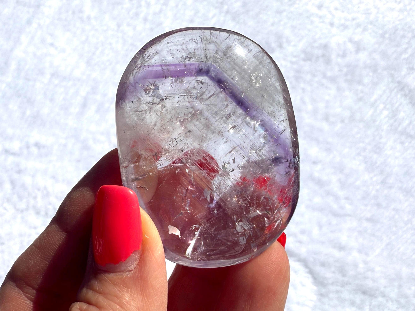 Phantom Amethyst Palm Stone with Display Stand