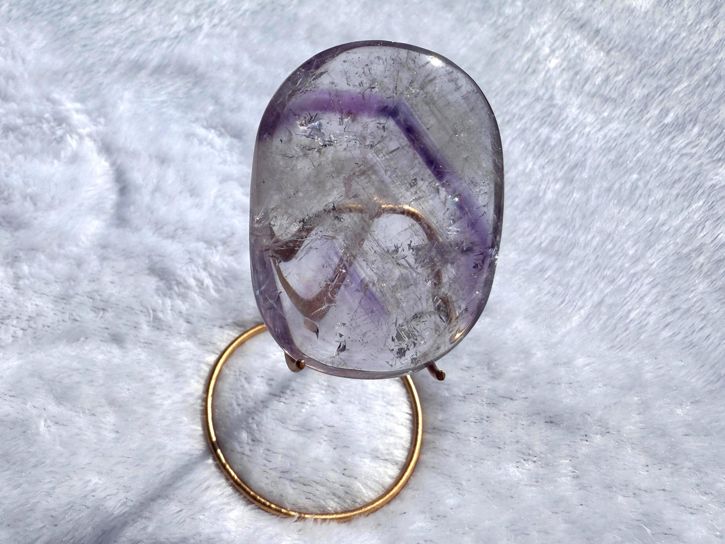 Phantom Amethyst Palm Stone with Display Stand