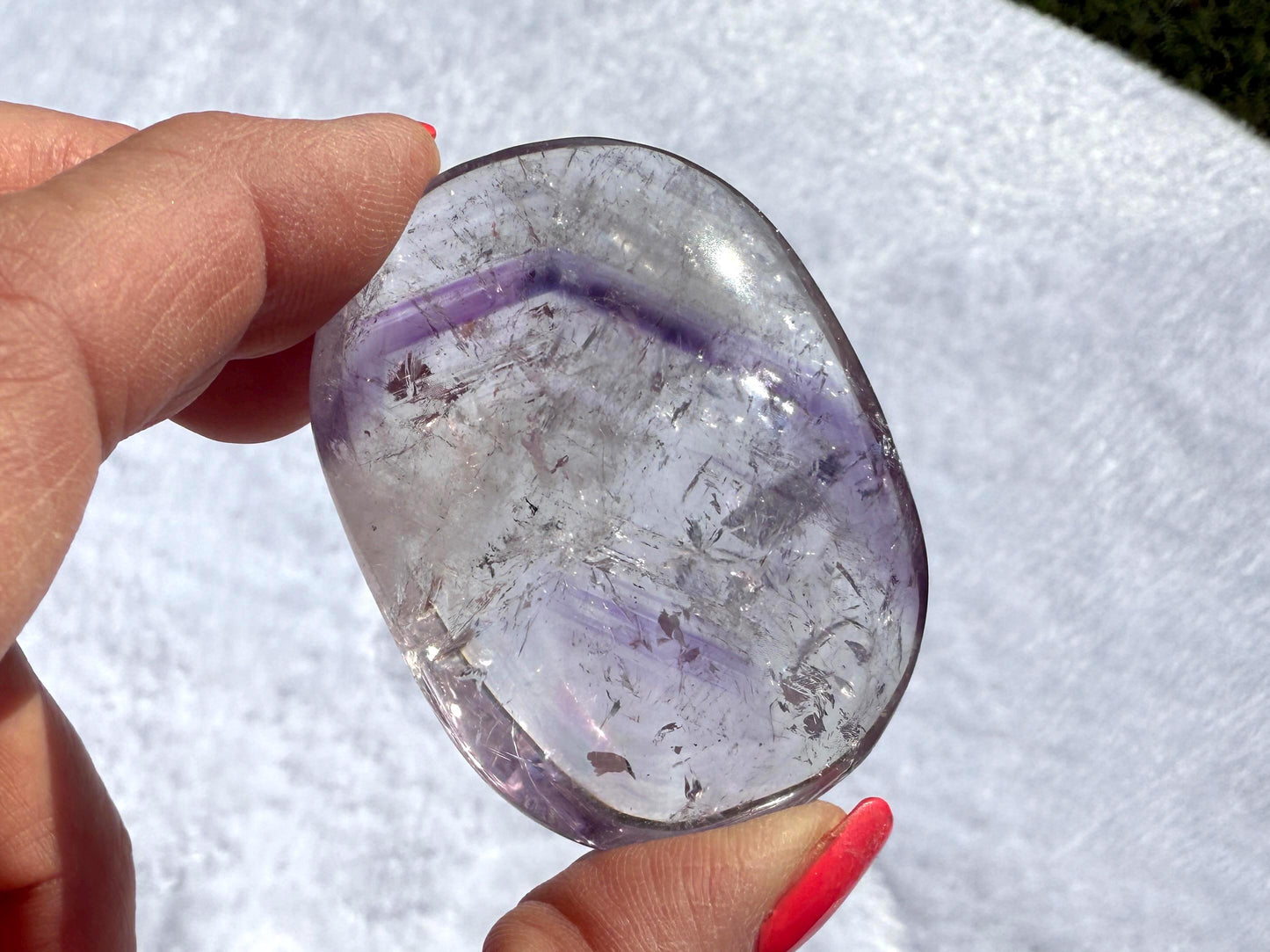 Phantom Amethyst Palm Stone with Display Stand