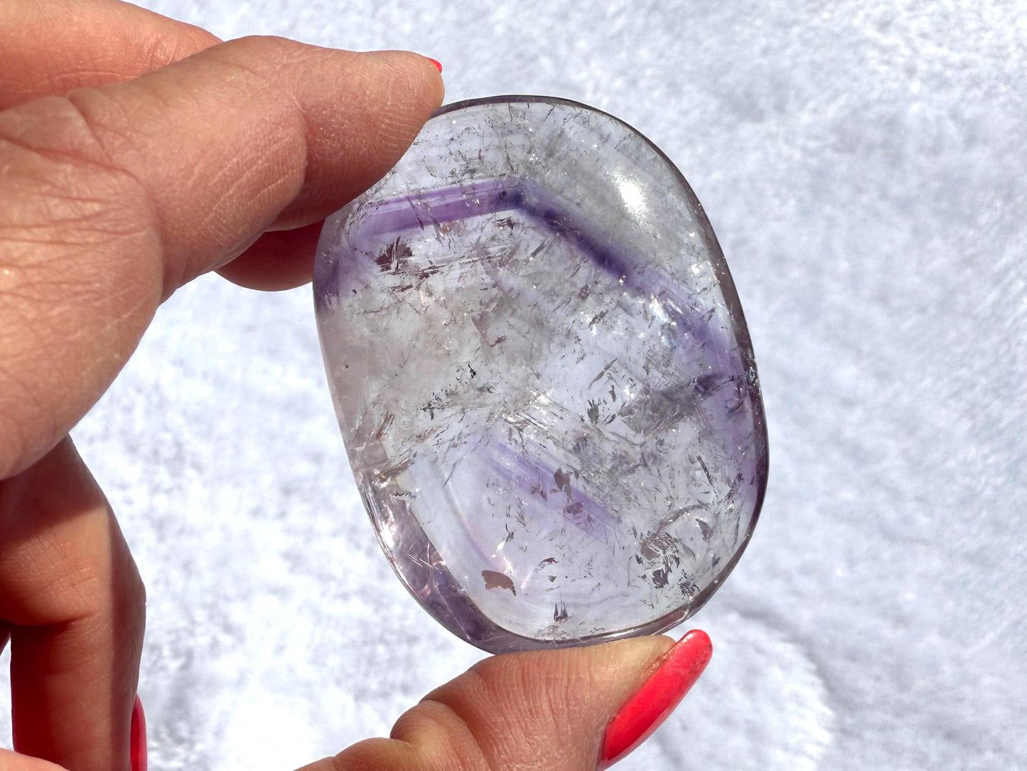 Phantom Amethyst Palm Stone with Display Stand