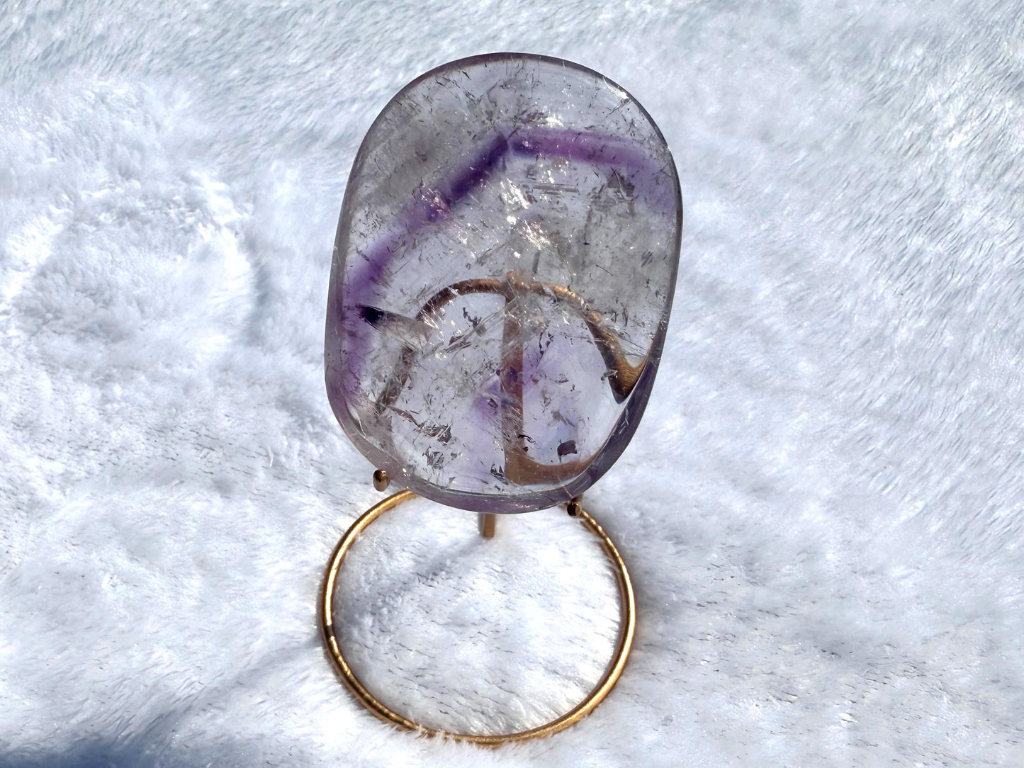 Phantom Amethyst Palm Stone with Display Stand