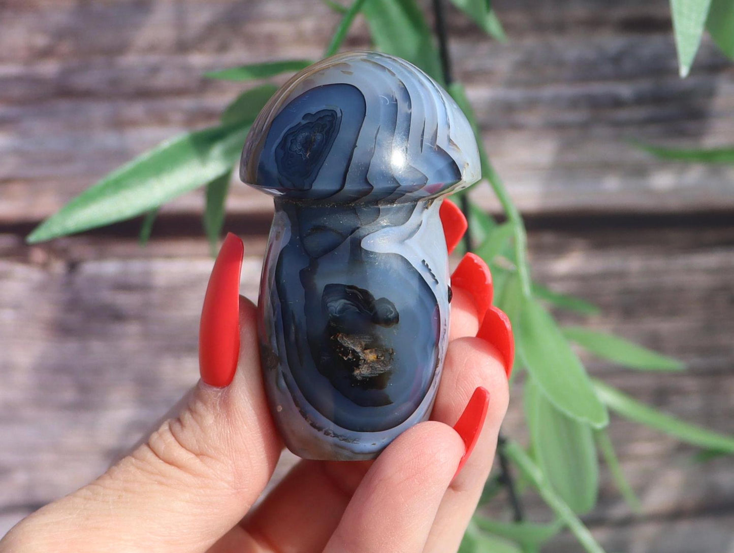Banded Agate Crystal Mushroom Buddy