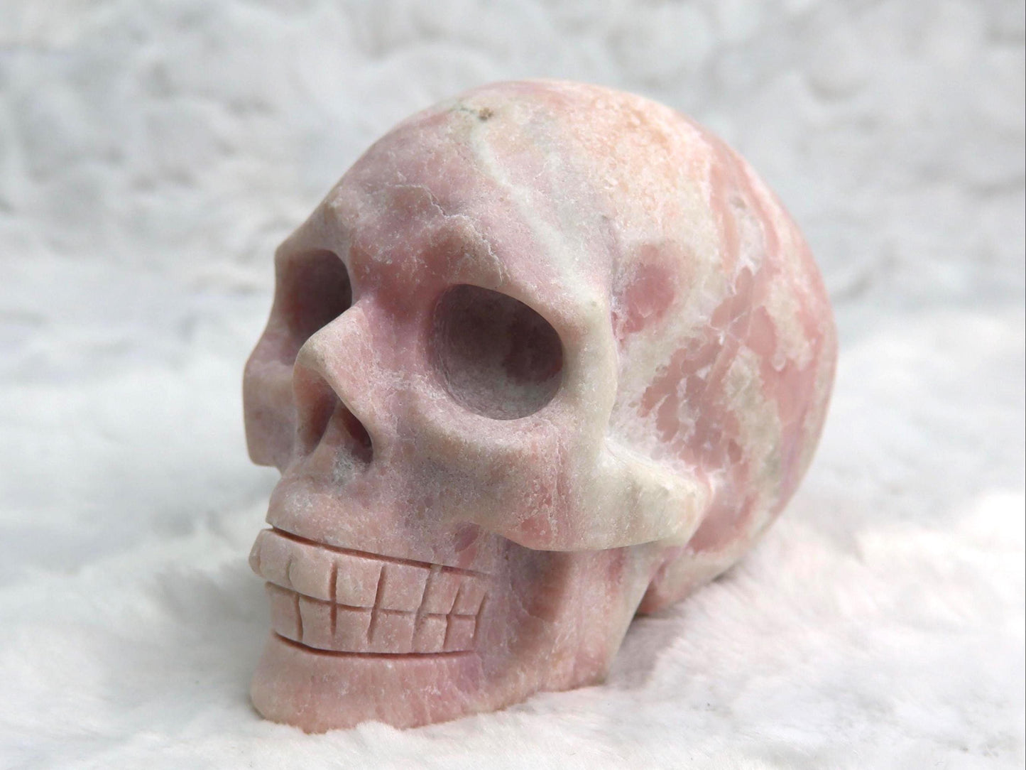 Pink Opal Skull Carving