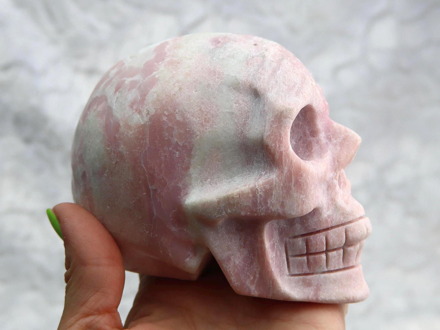 Pink Opal Skull Carving