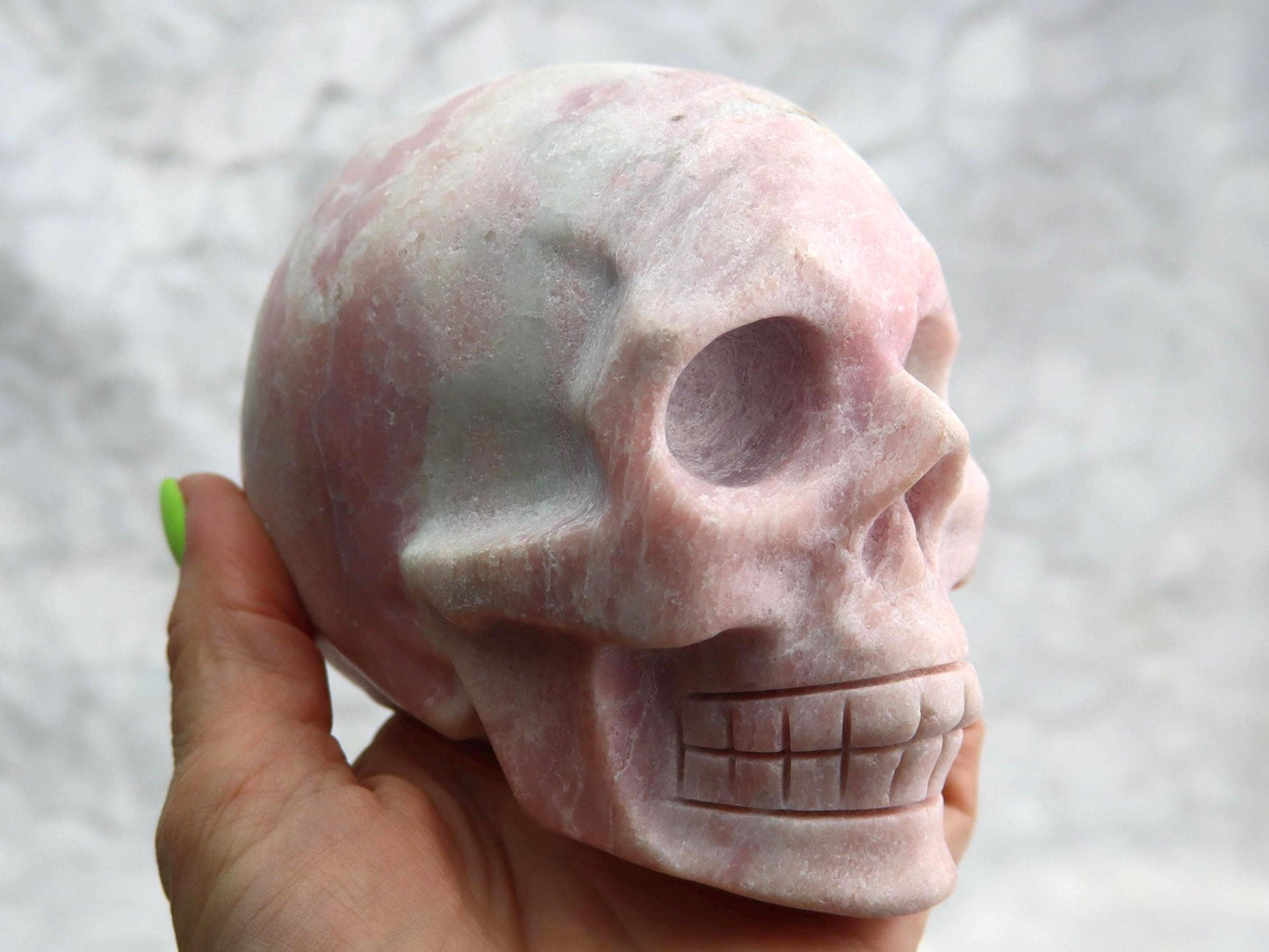 Pink Opal Skull Carving