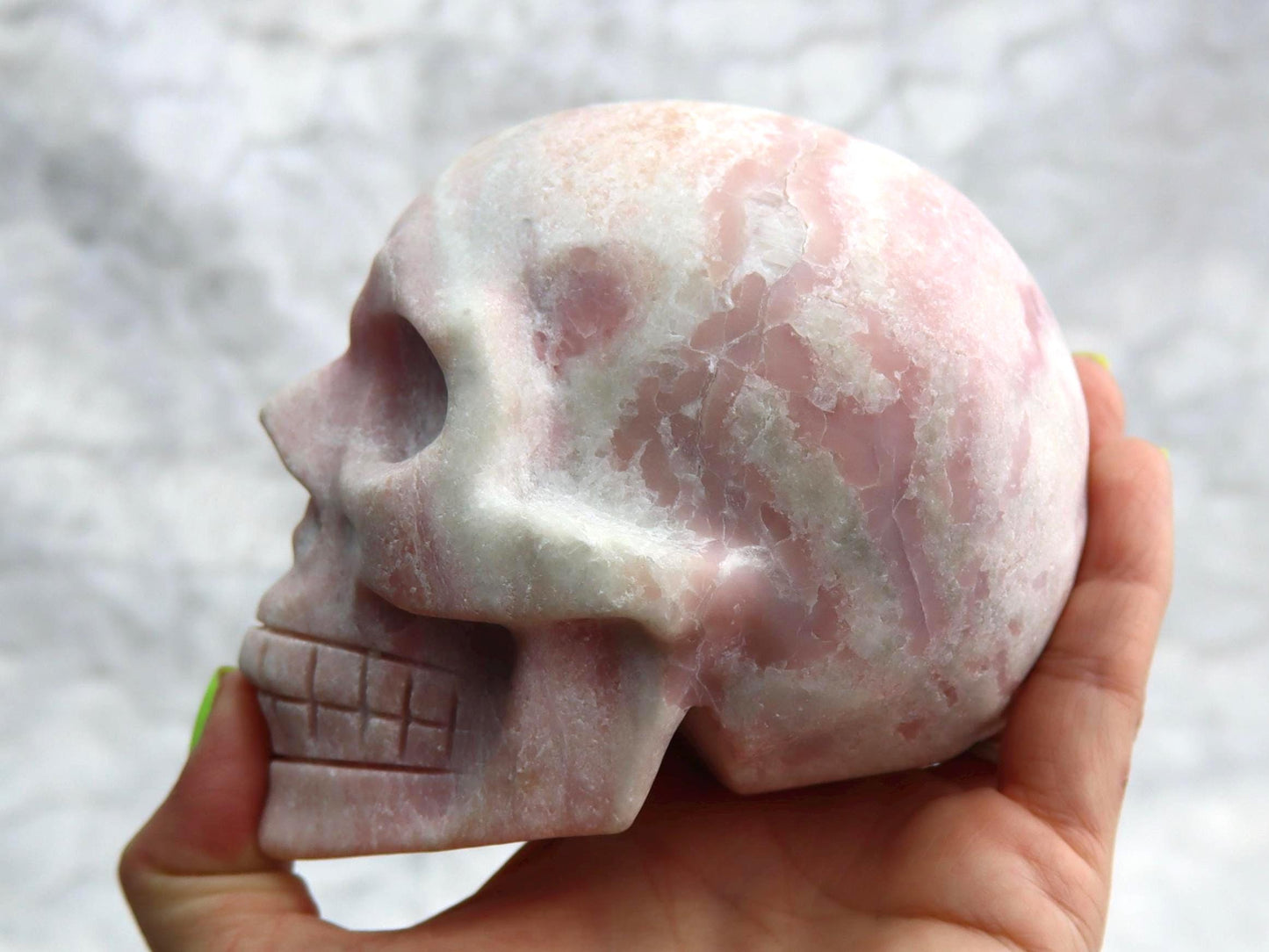 Pink Opal Skull Carving