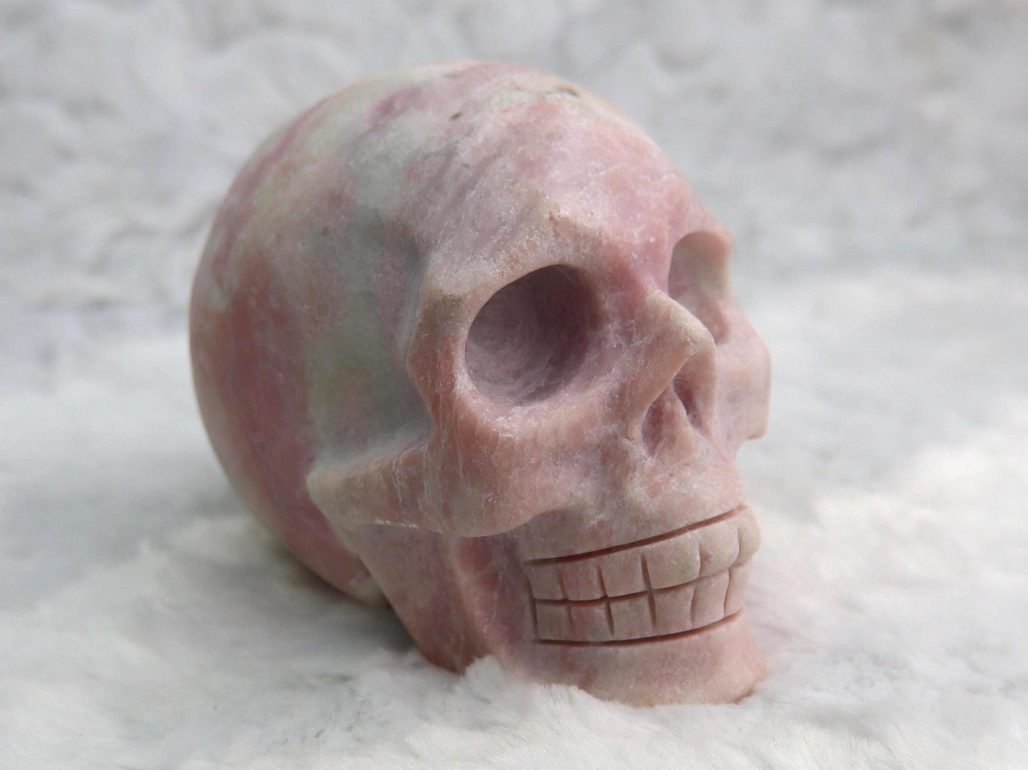 Pink Opal Skull Carving