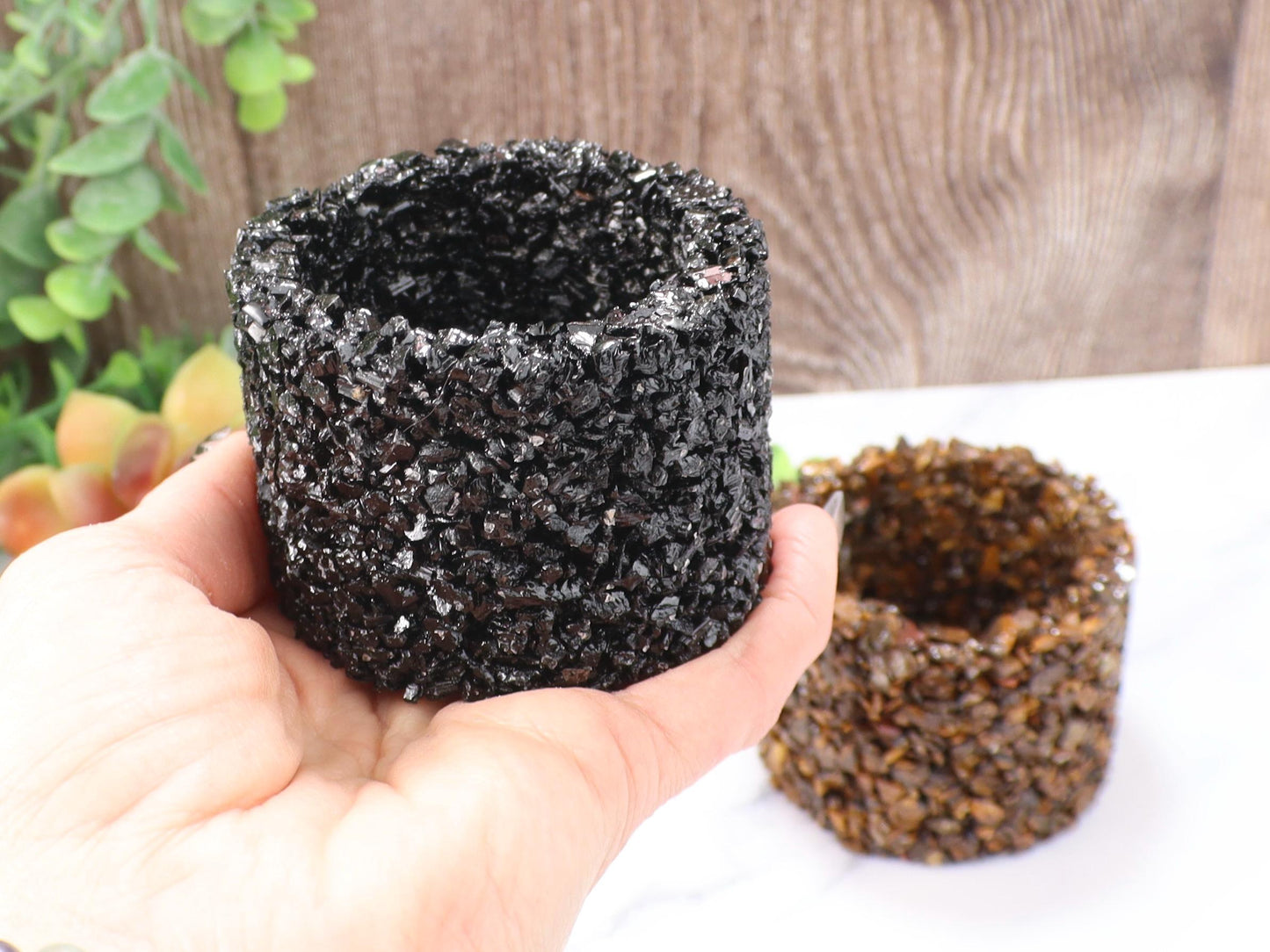 Crystal Chip Plant Pot: Desk Decor, Crystal Planter