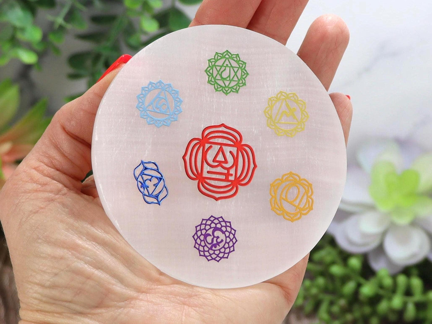 Selenite 7 Chakra Charging Plate Disk