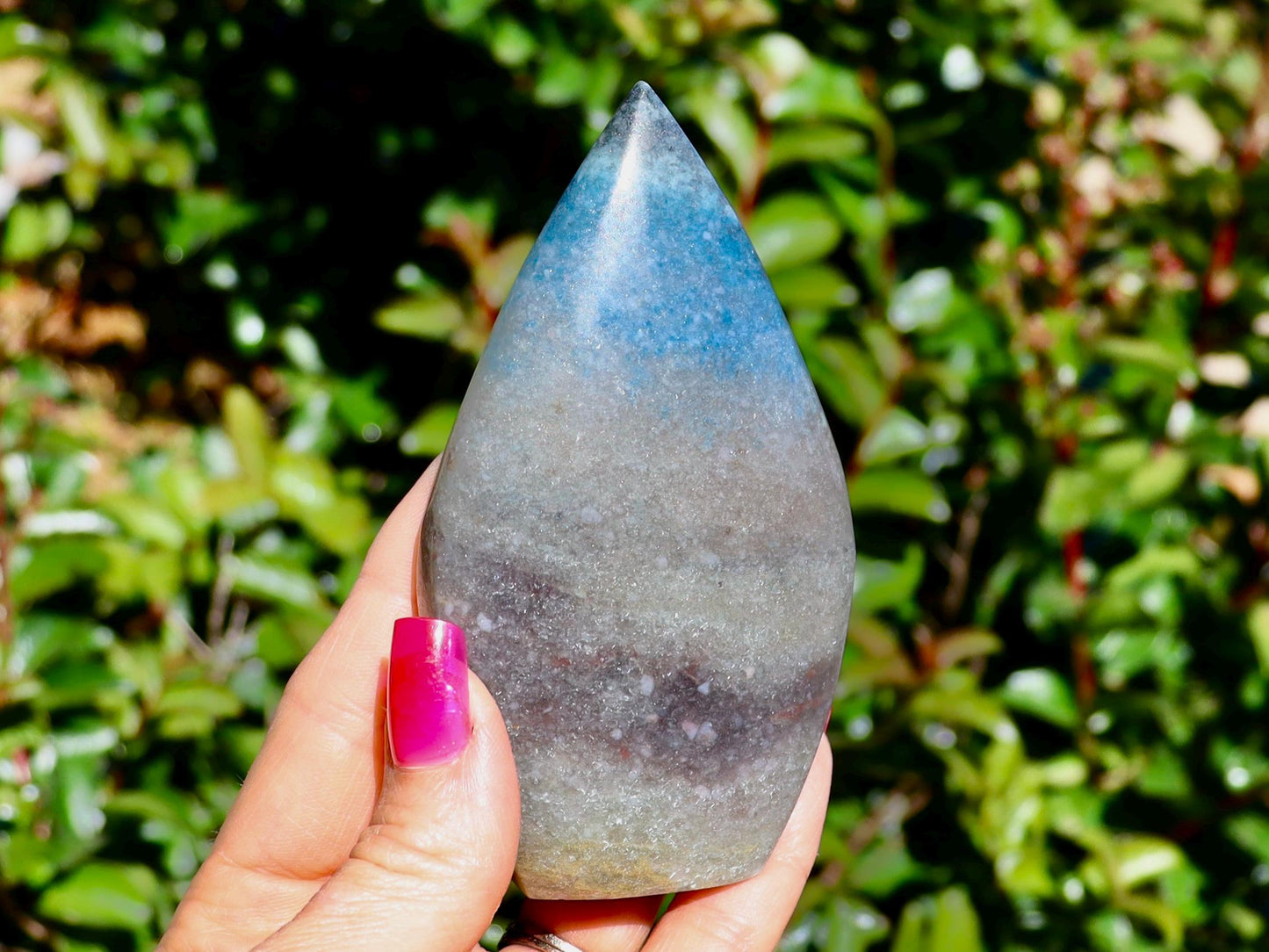 Trolleite Flame Carving: Rare Blue-Gray Crystal - 4.18"