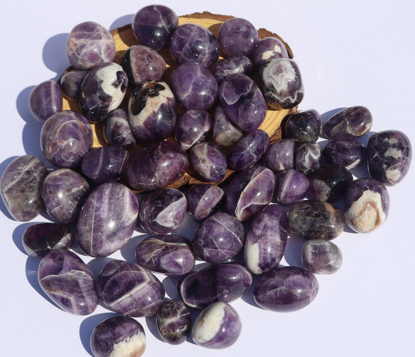 Chevron Amethyst Tumbled Stones