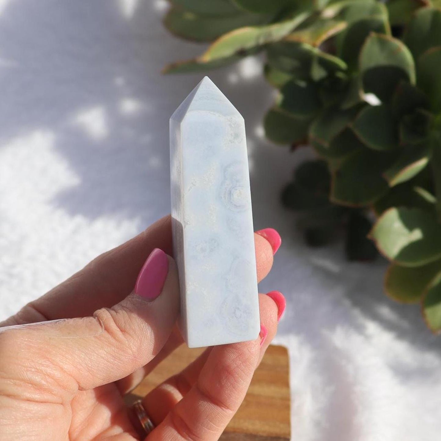 Blue Lace Agate Crystal Tower - Throat Chakra
