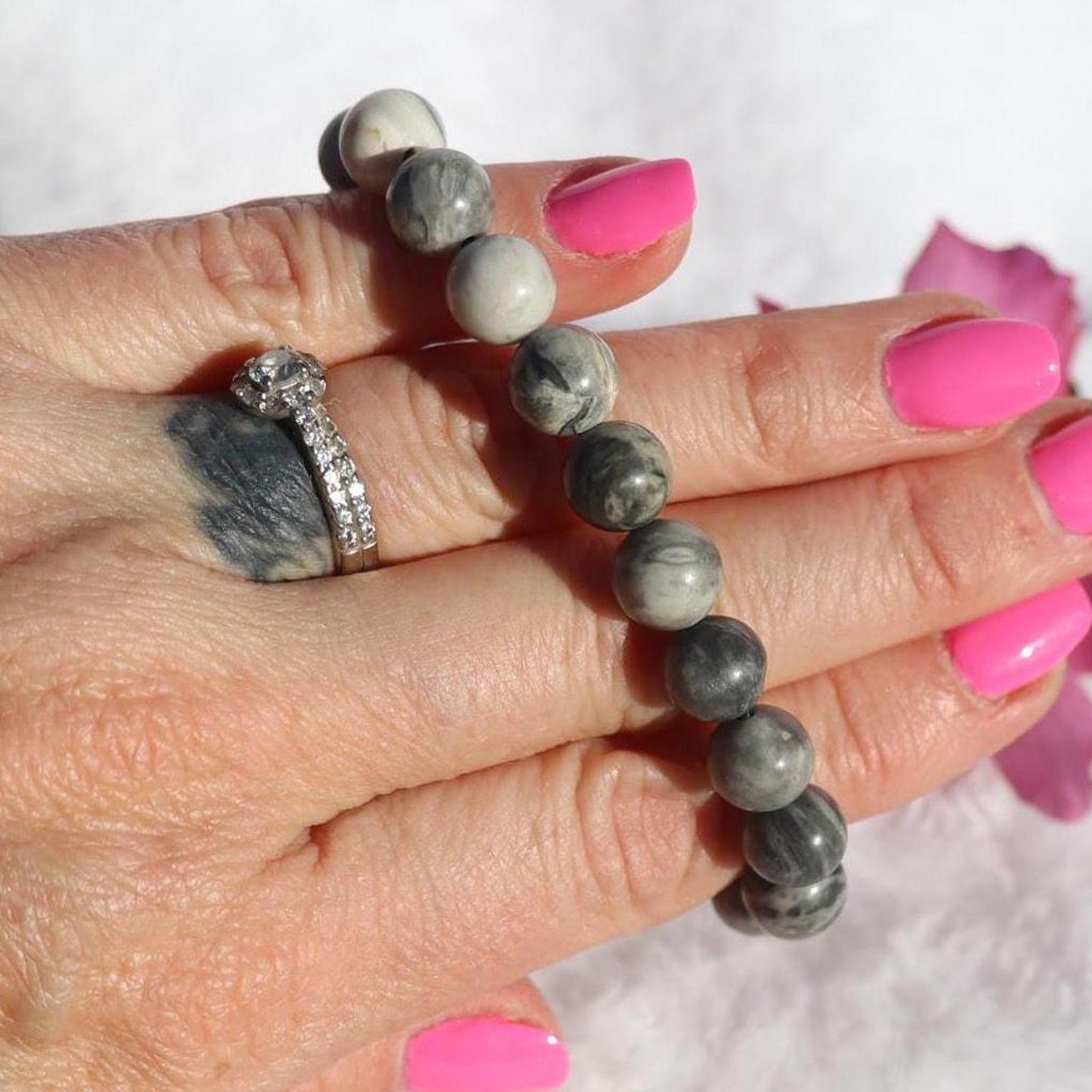 Picasso Jasper Beaded Stretch Bracelet