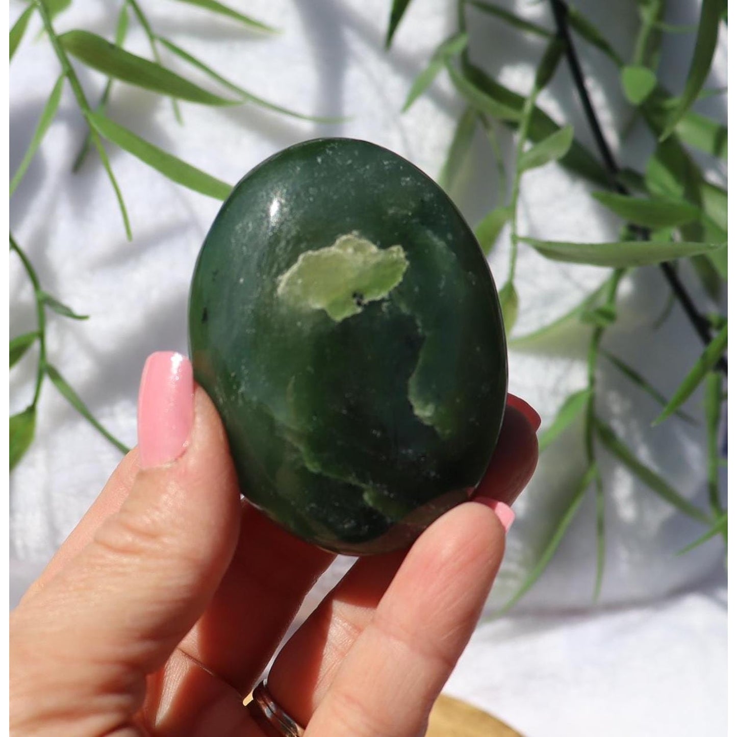 Green Serpentine Palm Stone from Afghanistan